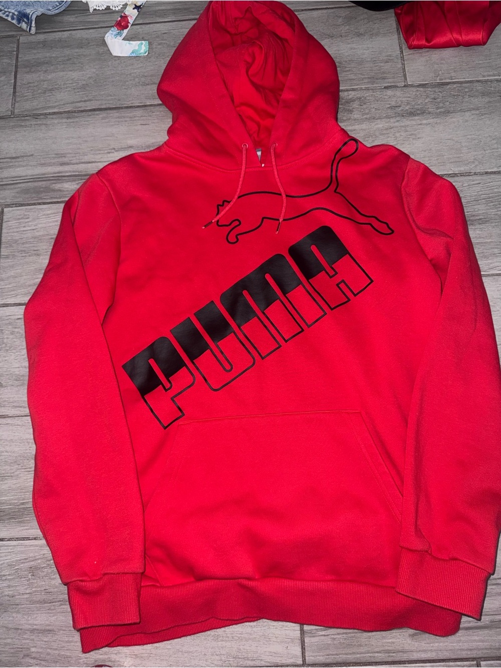 Puma Red Hoodie with Black Logo Pullover